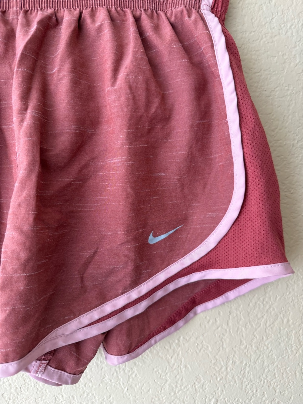 Nike Women’s Mauve Athletic Shorts with Light Pink Trim - Picture 2 of 4